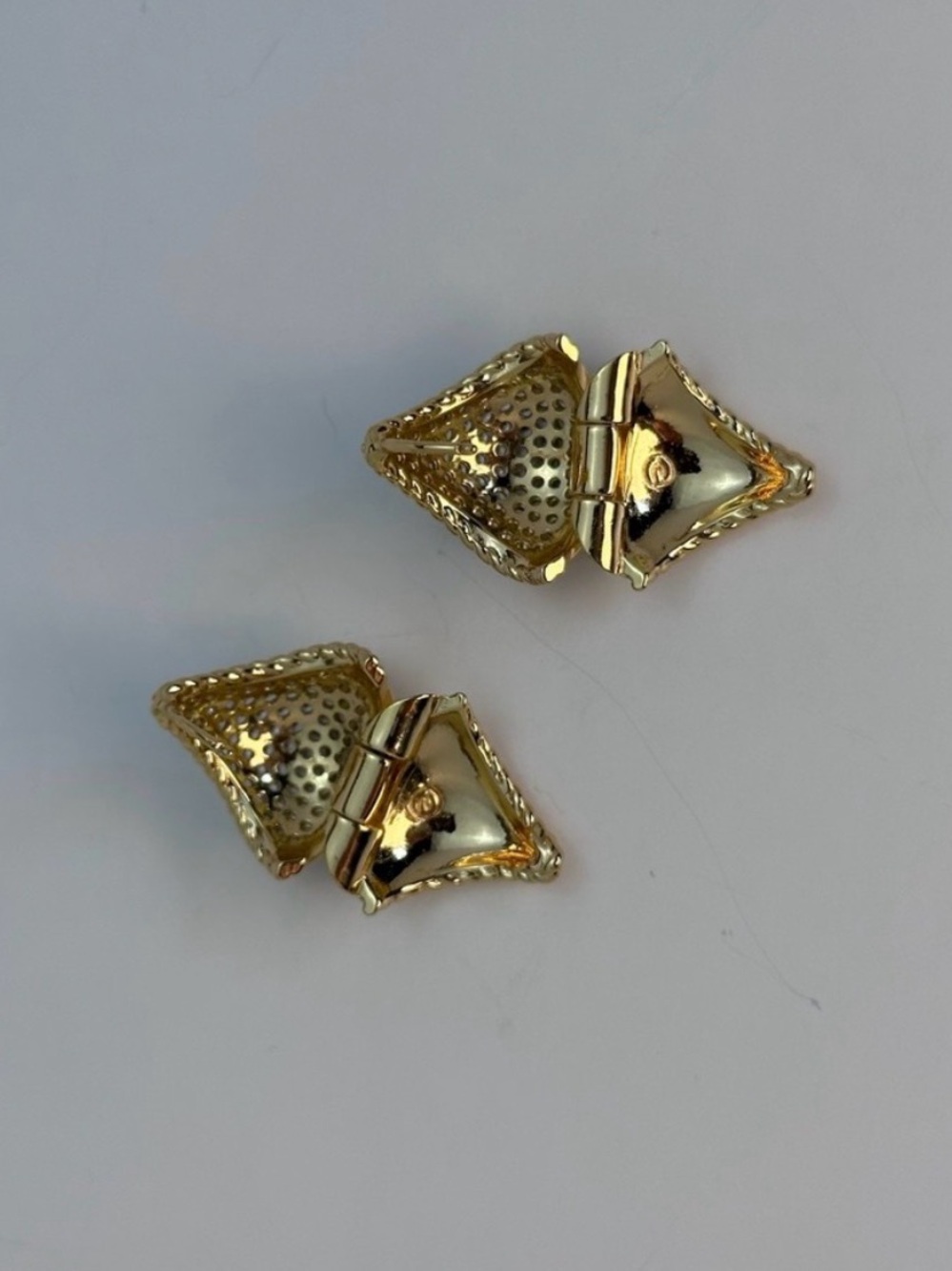 ettika Gold-Tone Textured Hinged Clip Earrings